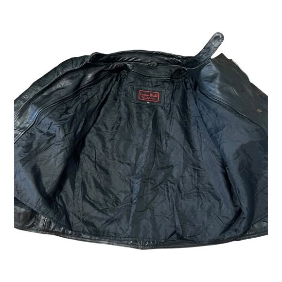 Leather Motorcycle Jacket Mens Vintage Moto Cafe Racer Biker Rider 48 - Picture 5 of 9